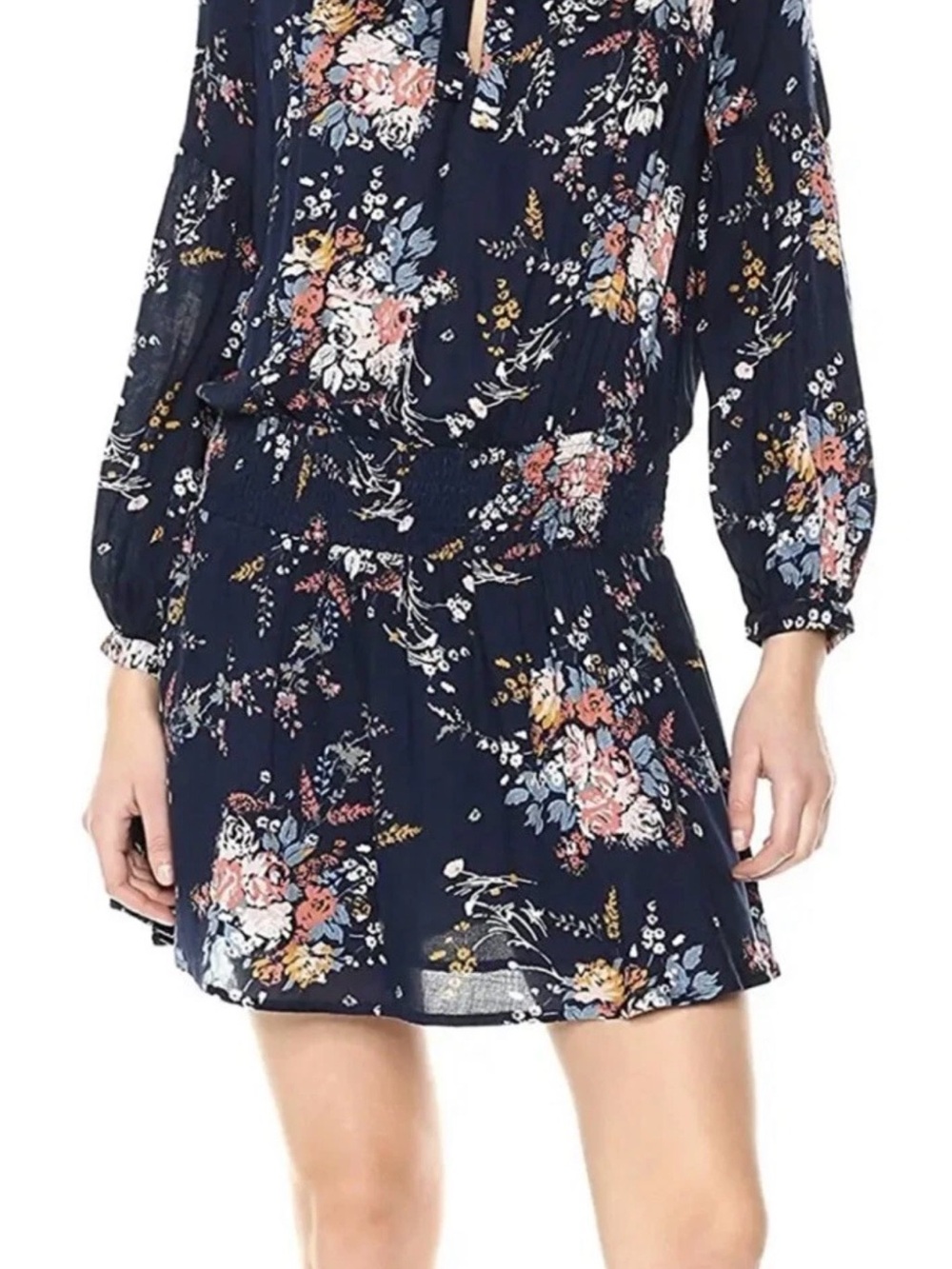Lucky Brand Navy Floral Mini Dress with Pink and Light Blue Blooms